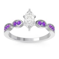 Lab Diamond Ring In Palladium With Amethyst Relayana Marquise Modern Ring