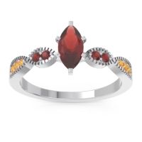 Garnet Ring In Palladium With Citrine Relayana Marquise Modern Ring