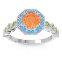Citrine Ring In Palladium With Swiss Blue Topaz And Peridot Devalaya Round Antique Ring
