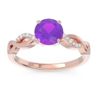 Amethyst Ring In 18K Rose Gold With Aquamarine And Lab Diamond Atati Round Modern Ring
