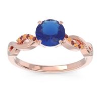 Lab Blue Sapphire Ring In 18K Rose Gold With Citrine And Garnet Atati Round Modern Ring