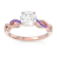 Lab Diamond Ring In 18K Rose Gold With Amethyst And Blue Sapphire Atati Round Modern Ring
