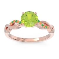 Peridot Ring In 18K Rose Gold With Citrine And Emerald Atati Round Modern Ring