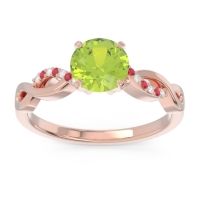 Peridot Ring In 18K Rose Gold With Diamond And Ruby Atati Round Modern Ring