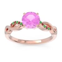 Pink Tourmaline Ring In 18K Rose Gold With Garnet And Emerald Atati Round Modern Ring
