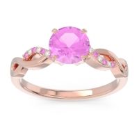 Pink Tourmaline Engagement Ring In 18K Rose Gold With Diamond - Atati Round Modern Ring