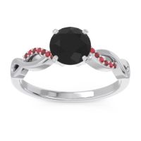 Black Onyx Ring In Palladium With Garnet And Ruby Atati Round Modern Ring