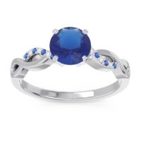 Lab Blue Sapphire Engagement Ring In Palladium With Blue Sapphire And Diamond - Atati Round Modern Ring