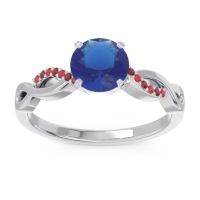 Lab Blue Sapphire Ring In Palladium With Ruby And Garnet Atati Round Modern Ring