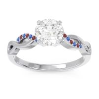 Lab Diamond Ring In 18k White Gold With Blue Sapphire And Garnet Atati Round Modern Ring