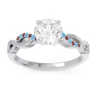 Lab Diamond Ring In Palladium With Garnet And Swiss Blue Topaz Atati Round Modern Ring