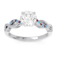 Lab Diamond Ring In 18k White Gold With Swiss Blue Topaz And Garnet Atati Round Modern Ring