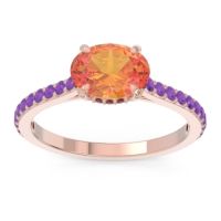 Citrine Ring In 18K Rose Gold With Garnet And Amethyst Mahavisa Oval Classic Ring