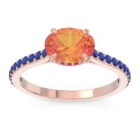 Citrine Ring In 18K Rose Gold With Ruby And Blue Sapphire Mahavisa Oval Classic Ring