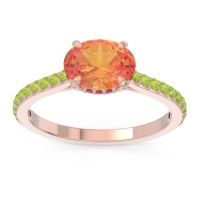 Citrine Ring In 18K Rose Gold With Ruby And Peridot Mahavisa Oval Classic Ring