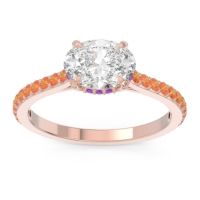 Diamond Ring In 14K Rose Gold With Amethyst And Citrine Mahavisa Oval Classic Ring