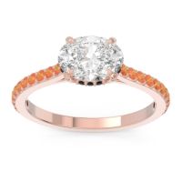 Diamond Ring In 14K Rose Gold With Black Onyx And Citrine Mahavisa Oval Classic Ring