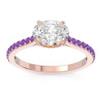 Diamond Ring In 14K Rose Gold With Citrine And Amethyst Mahavisa Oval Classic Ring