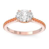 Diamond Ring In 14K Rose Gold With Citrine Mahavisa Oval Classic Ring