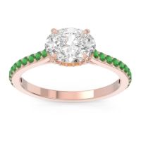 Diamond Ring In 14K Rose Gold With Citrine And Emerald Mahavisa Oval Classic Ring