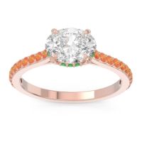 Diamond Ring In 14K Rose Gold With Emerald And Citrine Mahavisa Oval Classic Ring