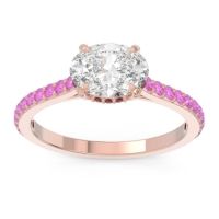 Diamond Ring In 14K Rose Gold With Garnet And Pink Tourmaline Mahavisa Oval Classic Ring