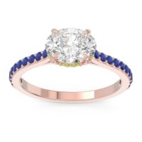 Diamond Ring In 18K Rose Gold With Peridot And Blue Sapphire Mahavisa Oval Classic Ring