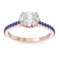 Diamond Ring In 18K Rose Gold With Ruby And Blue Sapphire Mahavisa Oval Classic Ring