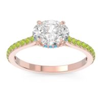 Diamond Ring In 18K Rose Gold With Swiss Blue Topaz And Peridot Mahavisa Oval Classic Ring