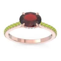 Garnet Ring In 18K Rose Gold With Aquamarine And Peridot Mahavisa Oval Classic Ring