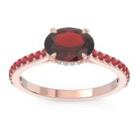 Garnet Ring In 18K Rose Gold With Aquamarine And Ruby Mahavisa Oval Classic Ring