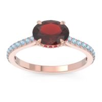 Garnet Ring In 18K Rose Gold With Ruby And Aquamarine Mahavisa Oval Classic Ring