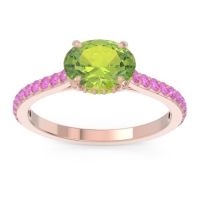 Peridot Ring In 18K Rose Gold With Pink Tourmaline Mahavisa Oval Classic Ring