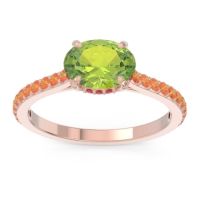Peridot Ring In 18K Rose Gold With Ruby And Citrine Mahavisa Oval Classic Ring