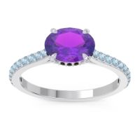 Amethyst Ring In Platinum With Black Onyx And Aquamarine Mahavisa Oval Classic Ring