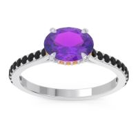 Amethyst Ring In Platinum With Citrine And Black Onyx Mahavisa Oval Classic Ring
