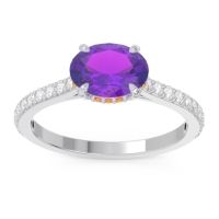 Amethyst Ring In Palladium With Citrine And Lab Diamond Mahavisa Oval Classic Ring