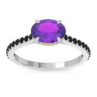 Amethyst Ring In Platinum With Peridot And Black Onyx Mahavisa Oval Classic Ring