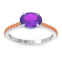 Amethyst Ring In 18k White Gold With Swiss Blue Topaz And Citrine Mahavisa Oval Classic Ring