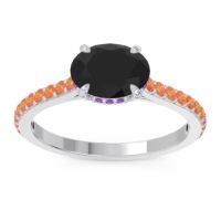 Black Onyx Ring In Platinum With Amethyst And Citrine Mahavisa Oval Classic Ring