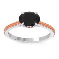 Black Onyx Ring In Palladium With Garnet And Citrine Mahavisa Oval Classic Ring