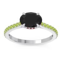Black Onyx Ring In Palladium With Garnet And Peridot Mahavisa Oval Classic Ring