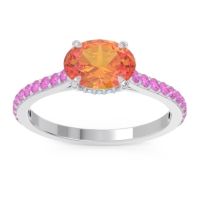 Citrine Ring In Palladium With Aquamarine And Pink Tourmaline Mahavisa Oval Classic Ring