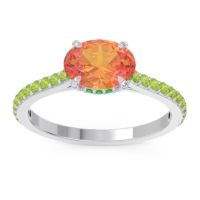 Citrine Ring In Palladium With Emerald And Peridot Mahavisa Oval Classic Ring