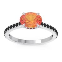 Citrine Ring In Palladium With Garnet And Black Onyx Mahavisa Oval Classic Ring