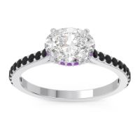 Diamond Ring In Palladium With Amethyst And Black Onyx Mahavisa Oval Classic Ring
