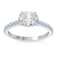 Diamond Ring In 14k White Gold With Aquamarine Mahavisa Oval Classic Ring