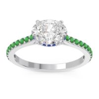 Diamond Ring In Palladium With Blue Sapphire And Emerald Mahavisa Oval Classic Ring