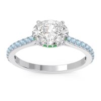 Diamond Ring In Palladium With Emerald And Aquamarine Mahavisa Oval Classic Ring