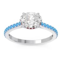Diamond Ring In Palladium With Garnet And Swiss Blue Topaz Mahavisa Oval Classic Ring
